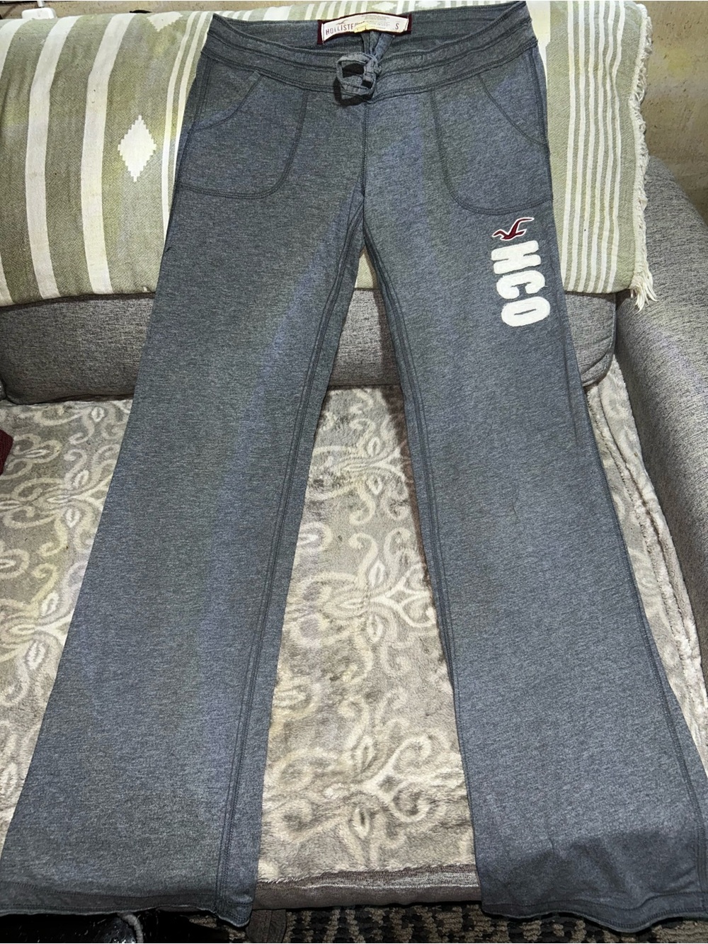 Y2K Vintage Hollister Low Rise Grey Flare Sweat Pants SZ SMALL